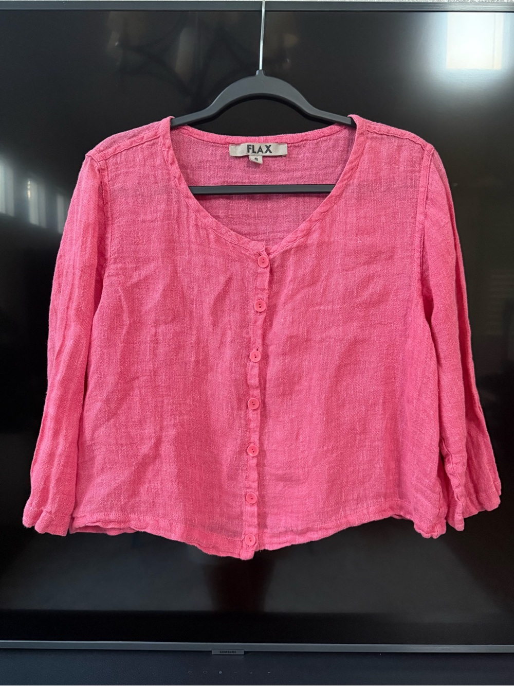 Flax Pink Long Sleeve Shirt, Size S